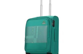 Aristocrat Duralite Cabin Polyester Soft Spinner Trolley Bag, 55Cm|Combination Lock|8 Wheels|3 Years International Warranty|Teal Blue