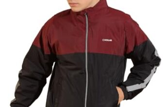 Dollar Men’s Polyester Colourblock Windcheater Jacket With Side Pockets, Maroon-Black – XX-Large
