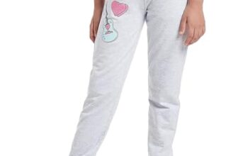 Amazon Brand – Jam & Honey Girls’ Harem Trousers (JHSS20GJOG003_Dk Pink + Grey 1_7-8 Years)