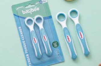 Baybee Soft Silicone Baby Tongue Cleaner BPA Free Oral care with Anti Chock Shield | Infant Flexible Tongue Brush for Kids 6+ Months (Blue)