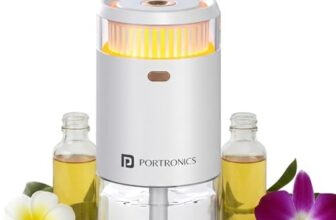 Portronics Magma Go 2-in-1 Portable Ultrasonic Aroma Diffuser & Humidifier, 135ml Capacity, Type-C Powered, 4 Mist Modes, LED Ambient Light, Mini Essential Oil Diffuser for Car, Desk & Bedroom