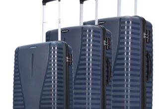Aristocrat 3 Pc Airpro Set Cabin 55cm(Small) Check-in 66cm(Medium) Check-in 75cm(Large) 8 Wheels Spinner Trolley Bags, Hard Case Luggage, Lightweight Bag & Combination Lock|3 Years Warranty (Blue)