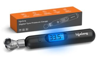 Lifelong Tyre Pressure Gauge | Backlit LCD | Zinc Alloy Head | 0-150 PSI | Portable Tyre Pressure Monitoring for Car, Bike, Motorcycle & Truck Tyres | Black