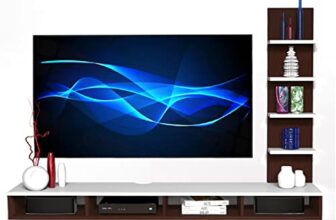 MAMTA DECORATION Engineered Wood Wall Mounted TV Unit Set-Top Box Stand TV Entertainment Unit with Shelves Storage for Home Living Room (Wenge and White)
