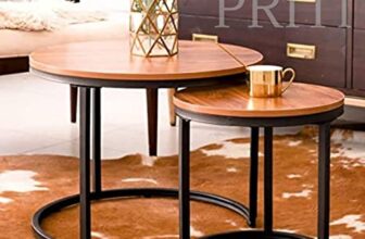 Priti Coffee Table Set: Nesting Side Tables with Chipboard Tops, Sturdy Metal Frame, Modern Industrial Design – Ideal for Living Room, Bedroom, Apartment, and More
