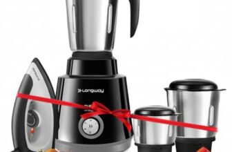 Longway Super Pro Mixer Grinder with Kwid 1100W Dry Iron | 500 Watt Powerful Motor | 3 Jars for Grinding, Mixing, Juicing | 2 Years Warranty (Black & Gray, Combo Offer)