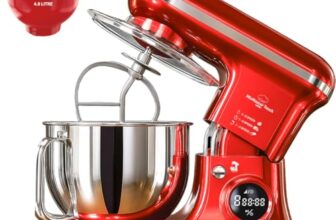 INALSA Professional Stand Mixer-Heavy Duty 1600 Watt Pure Copper Motor| 5.4L SS Bowl & 4.8 L Bowl|Touch Control with Digital Display|Includes Whisking Cone, Mixing Beater & Dough Hook, MixMaster Touch