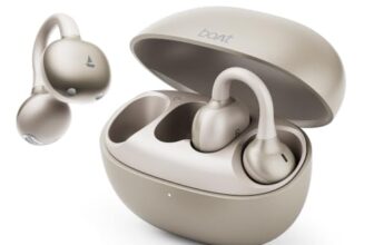 boAt Airdopes ProClip w/Air Conduction Tech, Feather-Light Earbuds, Clip-On Design, All Day Wear Comfort, Up to 52H Battery, 12mm Dynamic Drivers,App Support,BT v6.0, OWS Earbuds with mic(Satin White)