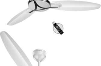 LONGWAY Zephyr 1200 mm BLDC Ceiling Fan with Remote Control | BEE 5 Star Rated Energy Efficient | Ultra High Speed 3 Blade Anti-Dust Decorative Ceiling Fan | 3 Years Warranty (2, White)
