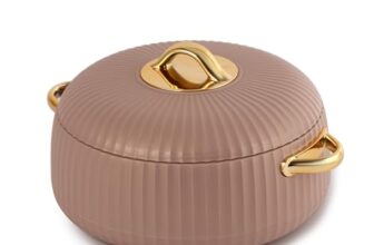 CELLO Aurum Insulated Casserole Hot Pot For Kitchen 1250 ml Beige | Easy to Serve Lightweight Outdoor Safe Keeps Food Hot and Warm Airtight Insulated Casserole Hot Pot Pack Set For Roti Rice Biryani
