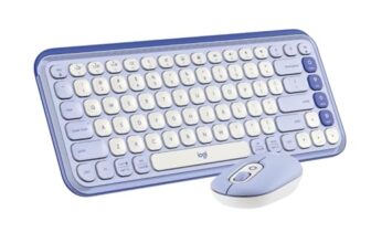 Logitech POP ICON Combo, Bluetooth Keyboard and Mouse Combo, Comfortable Typing, programmable Keys and Buttons, Quiet clicks, Easy-Switch up to 3 Devices – Lilac