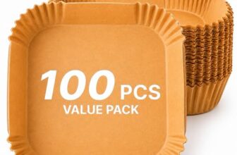 DALUCI Air Fryer Paper Liners 100 PCS | Disposable Parchment Paper Sheets for Air Fryer | Oil Proof Non Stick Baking Paper for Frying, Baking, Roasting & Cooking | Square – 8 Inch