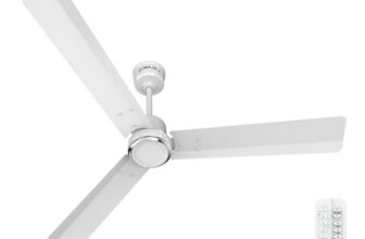 Bajaj Classico Sleek Plus 5S 1200MM (48”) BLDC Ceiling Fan with Remote | BEE 5 Star Rated Energy Efficient | Power Saving | Sleek Compact Design | High Air Delivery |2-Year Warranty |Base White