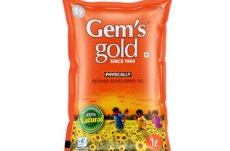 Gem’s Gold physically refined sunflower Cold Pressed Cooking Oil 1 Litre Pouch | Chemical Free, Kacchi Ghani, Chekku