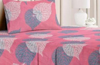 BSB HOME Premium Forever Modern Style Glace Cotton Floral Luxurious Beautiful Soft Comfort Designer Floral Pattern 1 Single Size Bed bedsheet and 1 Pillow Cover- Light Pink & Grey