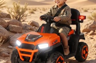 Toyzone Super Speedo Electric Jeep Without Remote (Orange) | 6V Rechargeable 4.5Ah Battery | Music Player with BT, USB & AUX | Smooth Acceleration | 6M Battery Warranty | Age 2-6 Years, Upto 35 kg