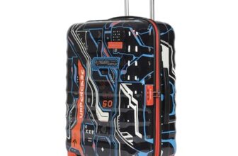 uppercase Cyber Punk 66Cm Polycarbonate Hardsided 8 Wheel Spinner Trolley Bag With Combination Lock For Men And Women, Check-In Luggage, 2000 Days Warranty (Black)