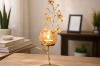 MARKET 99 Metal+Glass Single Votive T Light Holder | Elegant Home Decor for Diwali, Christmas, Birthday, and Wedding | Decorative Candle Holder for Ideal for Festive & Ambient Lighting | Golden