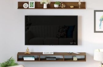 Furniture Cafe Wood Wall Mount TV Entertainment Unit with Shelf for Show Pieces Books Living Room Bed Room