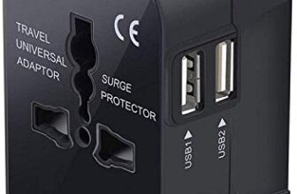 rts USB Universal Travel Adapter, International All in One Worldwide Travel Adapter and Wall Charger Travel Accessories with Multi Type Power Outlet USB 2.1A, 100-250 Voltage Travel Charger (Black)