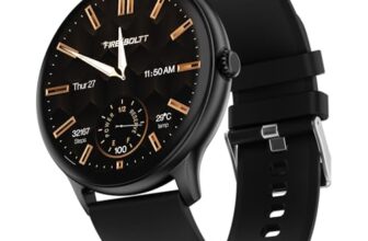 Fire-Boltt Phoenix Pro Round Smart Watch 1.39″ HD Display with Bluetooth Calling, AI Voice Assistant, SpO2 & Heart Rate Monitor, 120+ Sports Modes, IP67 Waterproof Smartwatch for Men & Women – Black