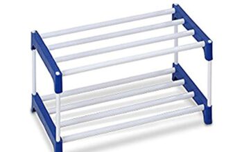 Ebee 4 Pair Plastic Shoe Stand (Blue, 2 Shelves)