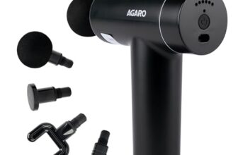 AGARO Regal Gun Massager, 4 Heads, 6 Speed, Rechargeable, Handheld, Percussion Muscle Massager for Full Body Relief, Muscle Relaxation of Neck, Shoulder, Back, Foot for Men & Women, Black.