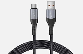amazon basics Braided 3A Usb A To Usb Type C Fast Charging Usb Cable For Smartphone (Black, White 1.2M)