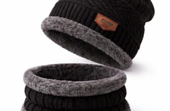 Fitness Mantra® Sports Winters Cap & Muffler for Men & Women| Beanie Cap| 1 Set| (Black)