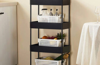 Shopixo Slim 4-Layer Rolling Storage Rack Kitchen Storage Organizer Trolley Plastic Plastic Kitchen Trolley(DIY(Do-It-Yourself))