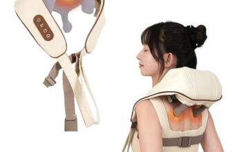 Robustt Neck and Back Massager with Heating Mode, Massager for Body Aches and Pains Relief, Electric Wearable 6D Cervical Neck Massage Machine for Deep Tissue Neck, Back, Waist and Legs – Beige