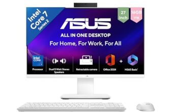 ASUS V470 (2026),Intel Core 7 240H (i7-14th Gen),Intel iGPU,16GB/1TB,FHD,27″(68.58 cm),Windows 11,M365 Basic(1Y),Office 24,White,7.07 Kg,V470VA-KWC7001WS,with Wireless Keyboard & Mouse,All in One PC
