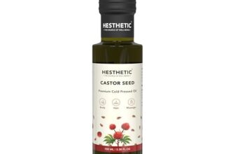HESTHETIC Cold Pressed Castor Oil 100ml for Hair Growth, Eyelashes, Eyebrows & Dry Skin | Pure Arandi/Rendi Ka Tel | Hexane-Free Unrefined | Glass Bottle | Scalp-Nourishing