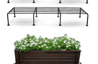 NH10 DESIGNS 24-Inch Plant Stand, Anti-Rust Metal and Ideal for Plant Stands for Outdoor Balcony, Indoor Living Room, Flower Pot Stand for Balcony, Planters for Home Décor Set of 2 (Metal Iron) (NHSP)
