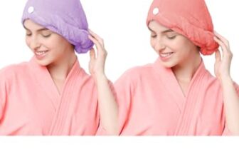 Cortina Microfiber Hair Towel Cap, Soft Absorbent Quick Drying Cap for Curly Thick Hair, Wrap Cap for Women Girls-Pack of 2,Purple-Pink