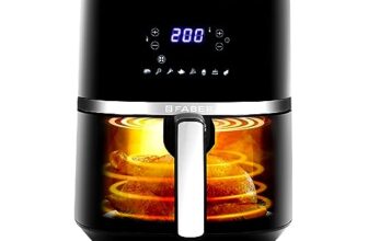 Faber 6L 1500W Digital Air Fryer | Fry, Bake, Roast, Toast, Defrost, Grill & Reheat | 85% Less Oil, 360° Air Cooking | 8-Preset Menu, LED Display & Touch Control, Non-Stick Pan, View Window | (Black)