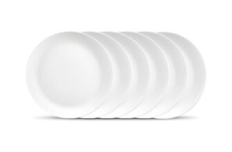 Diva by La Opala, Cosmo Collection, Opal Glass Full Plate Set 11″ 6 pcs, Plainware, White