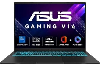 ASUS Gaming V16 (2025),Intel Core 5 210H (i5-14th Gen),RTX 4050-6GB,16GB RAM,512GB SSD,Windows 11,16″(40 cm),144Hz,M365 Basic (1Y),Office Home 2024,Matte Black,1.95 Kg,V3607VU-RP550WS,Gaming Laptop