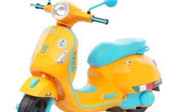 PRO KIDS® Classic Vespa Style Ride-On Electric Scooter for Kids | 12V Battery Bike with Bluetooth, USB, AUX, Music & LED Lights | Safe & Smooth Ride | Boys & Girls (2–8 Years)