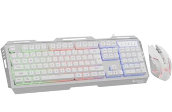 ZEBRONICS Transformer USB Gaming Keyboard & Mouse Combo,Braided Cable,Durable Al Body,Multimedia Keys & Gaming Mouse with 6 Buttons,Multi-Color LED Lights,High-Resolution Sensor with 3200 DPI(White)