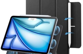 ESR for iPad Air 11 Inch Case M4/M3/M2 (2026/2025/2024), iPad Air 5th/4th Gen (2022/2020), Powerful Magnetic Attachment, Slim Trifold Stand Case, Auto Wake/Sleep, Durable Protection, Black