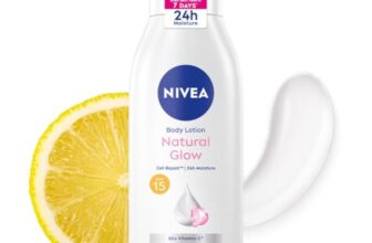 NIVEA Natural Glow Cell Repair Body Lotion with SPF 15 And UV A & B Filters | 50X Vitamin C | 24H Hydration | Even Skin Tone in 7 Days | Brightens Skin and Repairs Sun Damage | Lightweight, Quick Absorbing, Non-Sticky Formula | For All Skin Types | 400 Ml