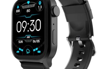 Fire‑Boltt Rise Smart Watch 1.85″ HD Display with Bluetooth Calling, AI Voice Assistant, Rotating Crown,SpO2 & Heart Rate Monitor, 120+ Sports Modes,IP67 Waterproof Smart Watch for Men & Women – Black