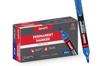 Luxor Refillable Permanent Marker in Brilliant Blue, Pack of 10, Ideal for Clear and Eco-Friendly Marking