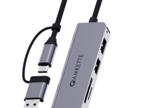 Amkette Type A+C 5 in 1 USB Hub 3.0, Upto 5GBPS DataTransfer Speed,Dedicated Card Reader&Micro SD Slot, Universally Compatible with All USB,Speaker,Laptop,Hard Drive,15cm Cable