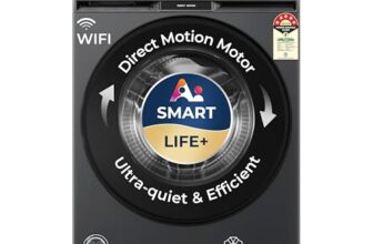 Haier 12 Kg, 5 Star, AI Smart LIFE+, Hygienic Care, ABT, 525 mm Super Drum, Refresh, Direct Motion Motor, WiFi enabled, Fully Automatic Front Load Washer (EFL120-DM14F5ES8U1 | Dark Jade Silver)