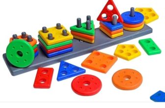 TinyPlay Geometric Shape Stacker Rectangle | Colorful Sorting and Shape Stacker Toys for Kids 3+ | Educational Montessori Toy for Toddlers | Color & Shape Learning Block Game