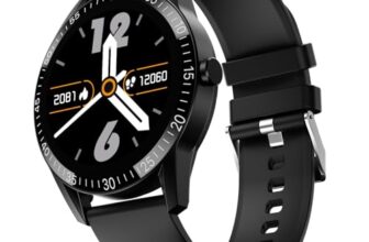 Fire-Boltt Talk Round Smart Watch 1.39″ TFT Display with Bluetooth Calling, Dual Button, Voice Assistance, SPO₂ & Heart Rate Monitor, 120+ Sports Modes, Smartwatch for Men & Women – Black