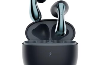 Fire-Boltt Newly Launched Aero Lite TWS Earbuds Custom EQ Wireless Bluetooth 5.4 Music & App Support 50H Playtime Fast Charging Case 50ms Low Latency for Gaming Touch Controls Blue