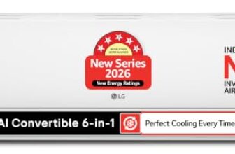 LG 1.42 Ton 5 Star, New star rated, Smart Inverter Split AC (Copper, AI Convertible 6in1, 5000 W, Faster Cooling & Energy Saving, 4 Way Swing, HD Filter with Allergen Protection, AS-Q19YNZE2, White)